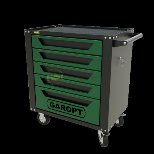 Тележка инструментальная Garopt серия Standart 5 ящиков доводчики зеленая